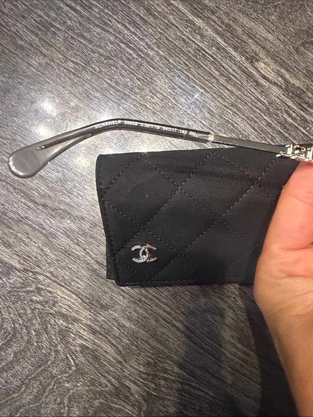 CHANEL Clear Frame Sunglasses with Black Quilted Logo Case - Picture 4 of 5